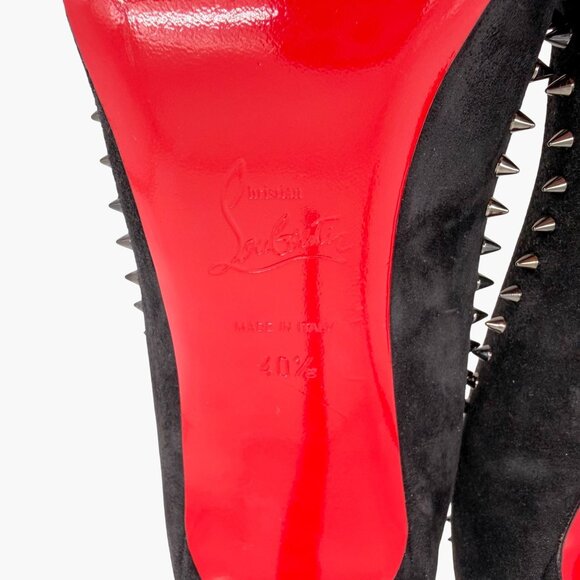 Christian Louboutin Anjalina 85 Black Suede Spike Pumps Heels Size 40.5 US 10.5 - Picture 14 of 15